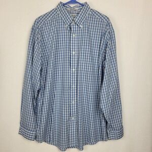 L.L. Bean Men's Blue White Plaid Long Sleeve Button Down Shirt Size Large Reg